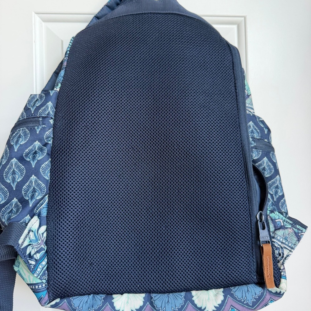 Roxy Free for Sun Student Backpack Blue Boho Geometric Print Canvas Totebag - Picture 7 of 16